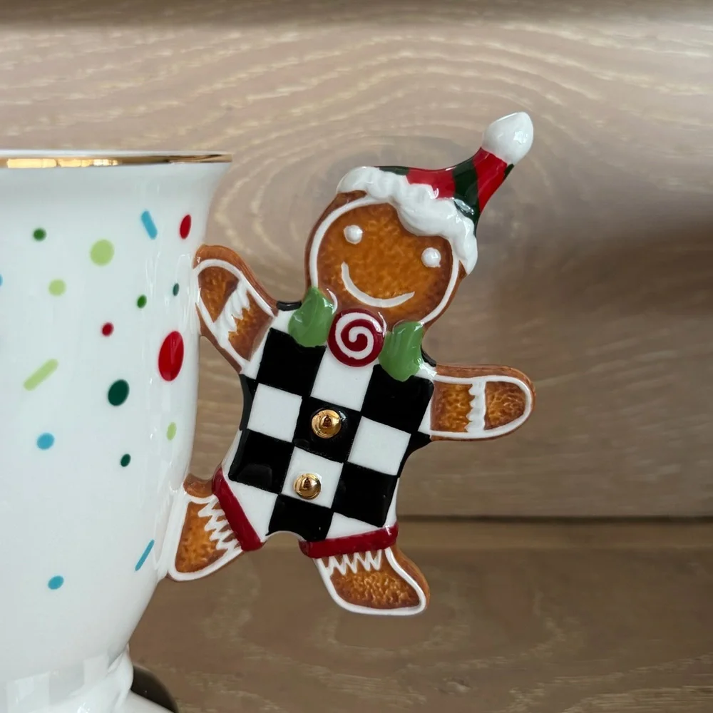 MacKenzie-Childs Bake Shop Gingerbread Handle Mug With Spoon